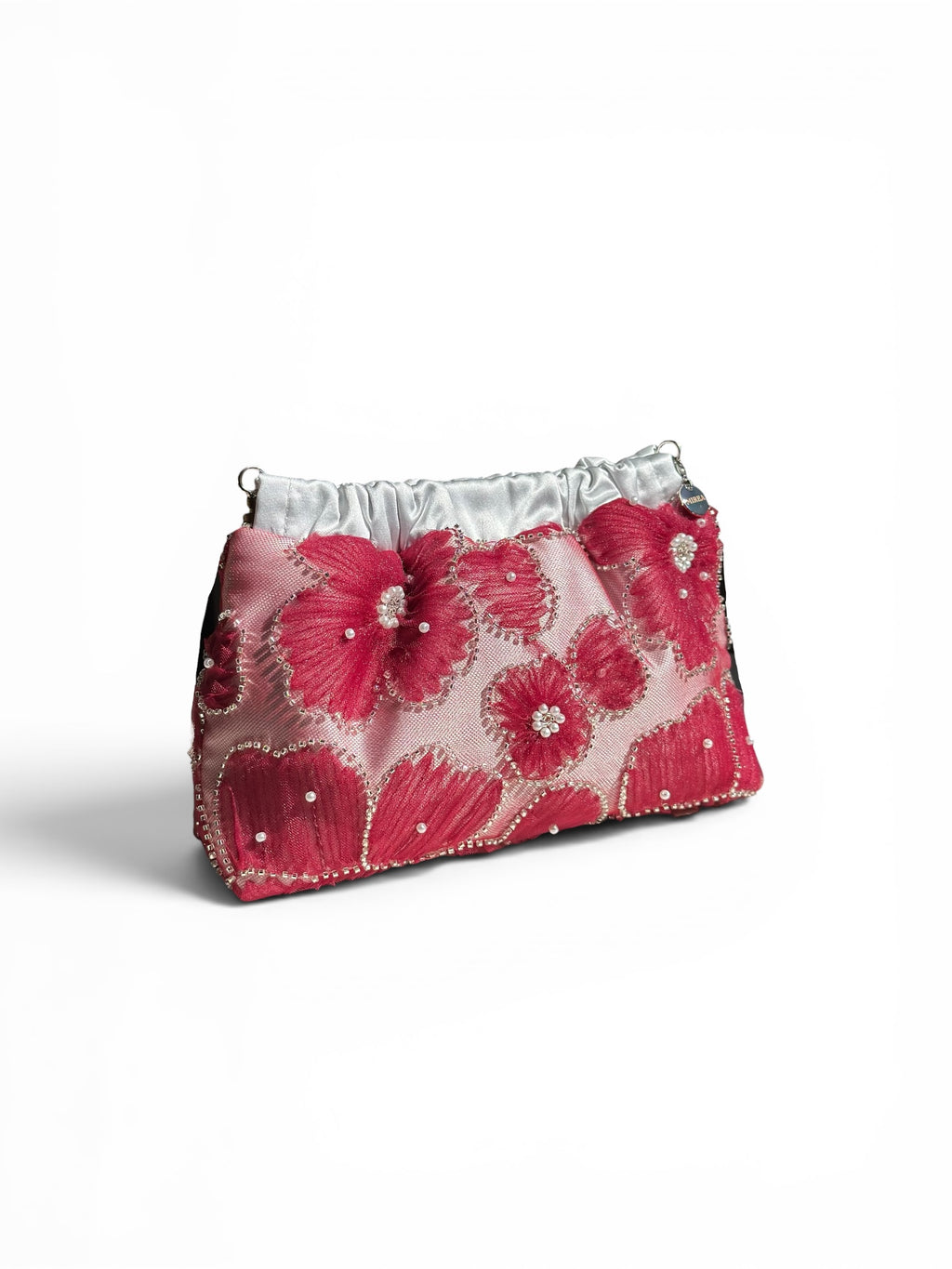 Megan media tulle rosso con fiori