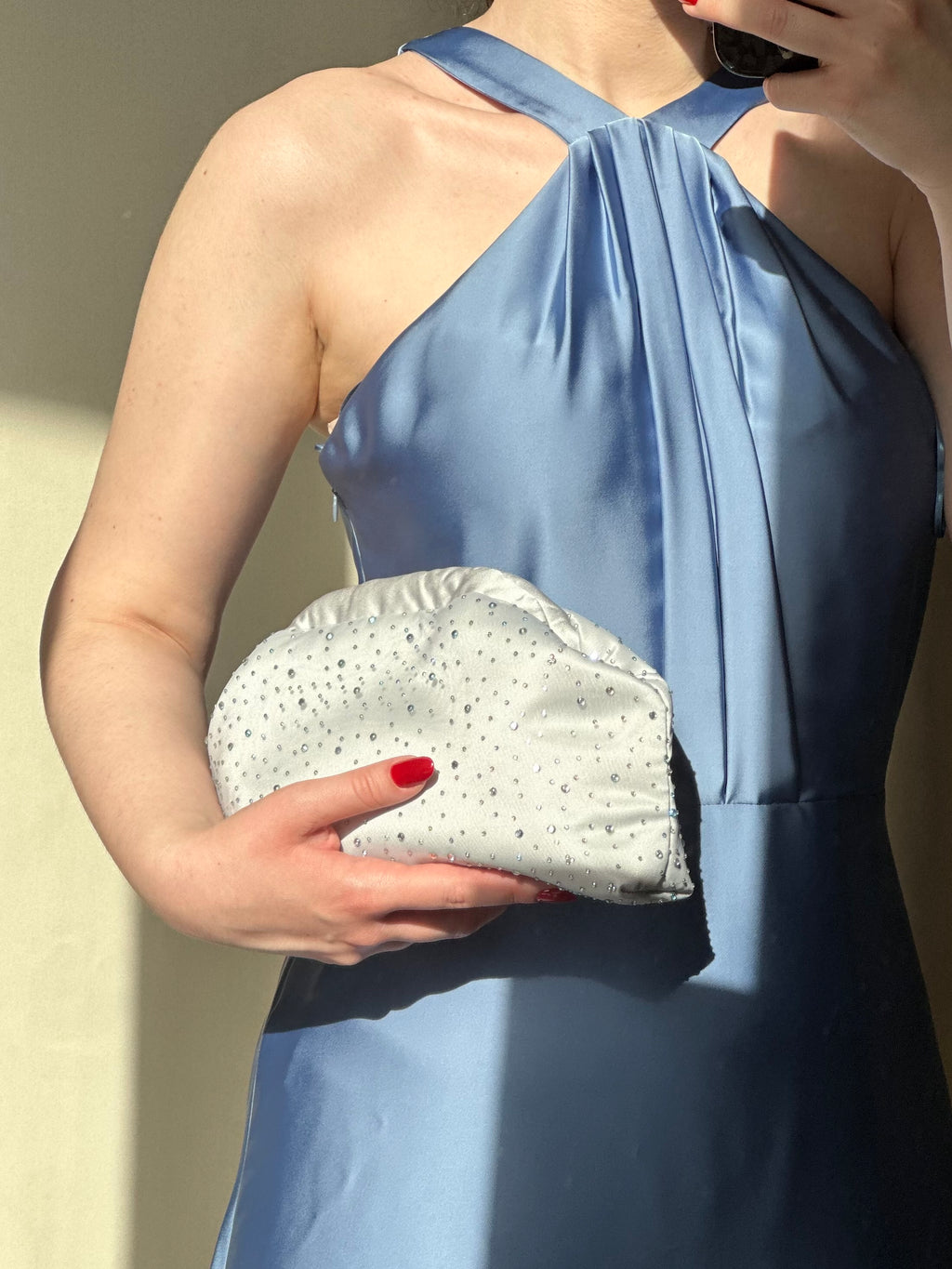 Chloe media strass argento