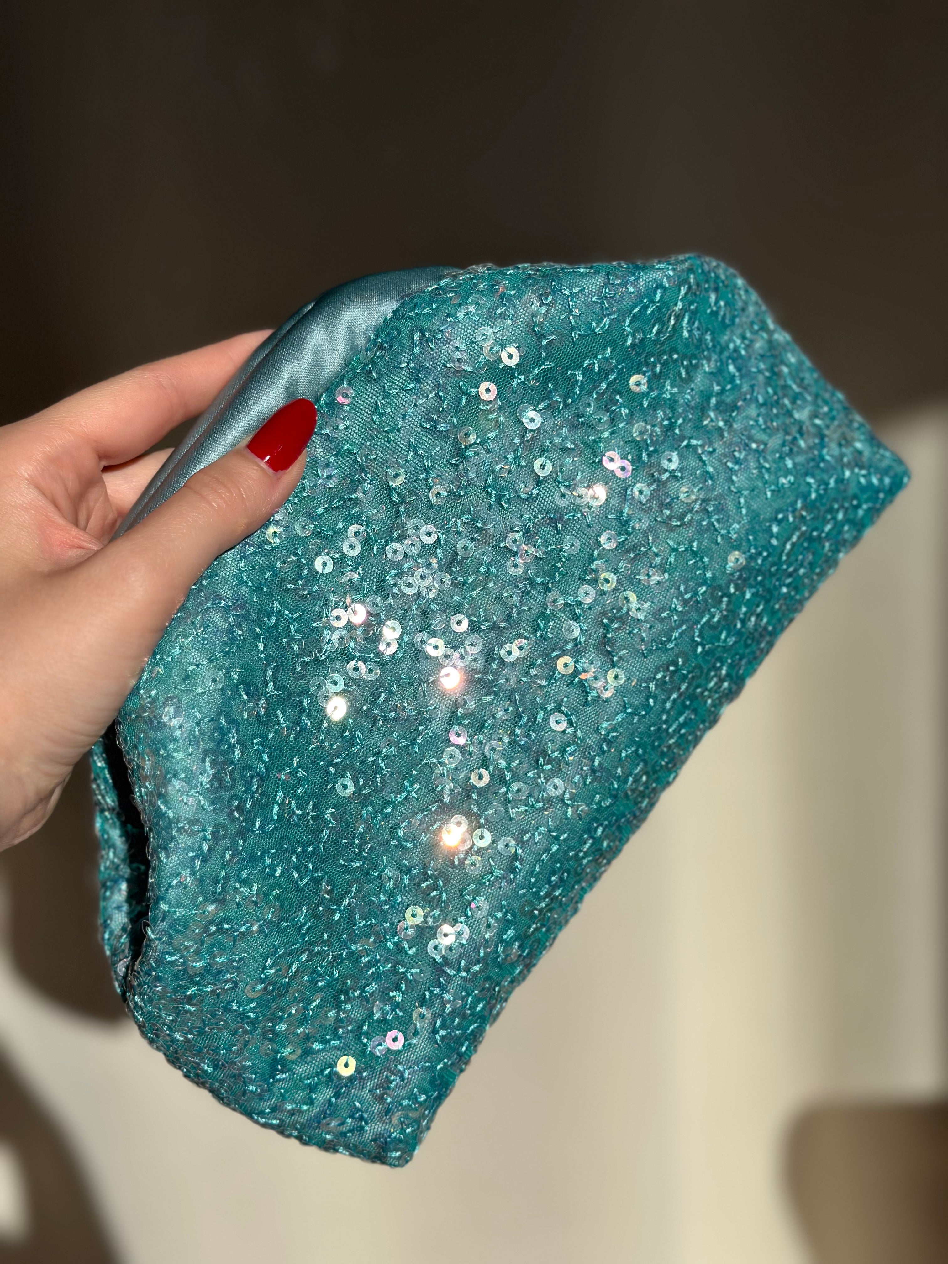 Chloe media paillettes acquamarina