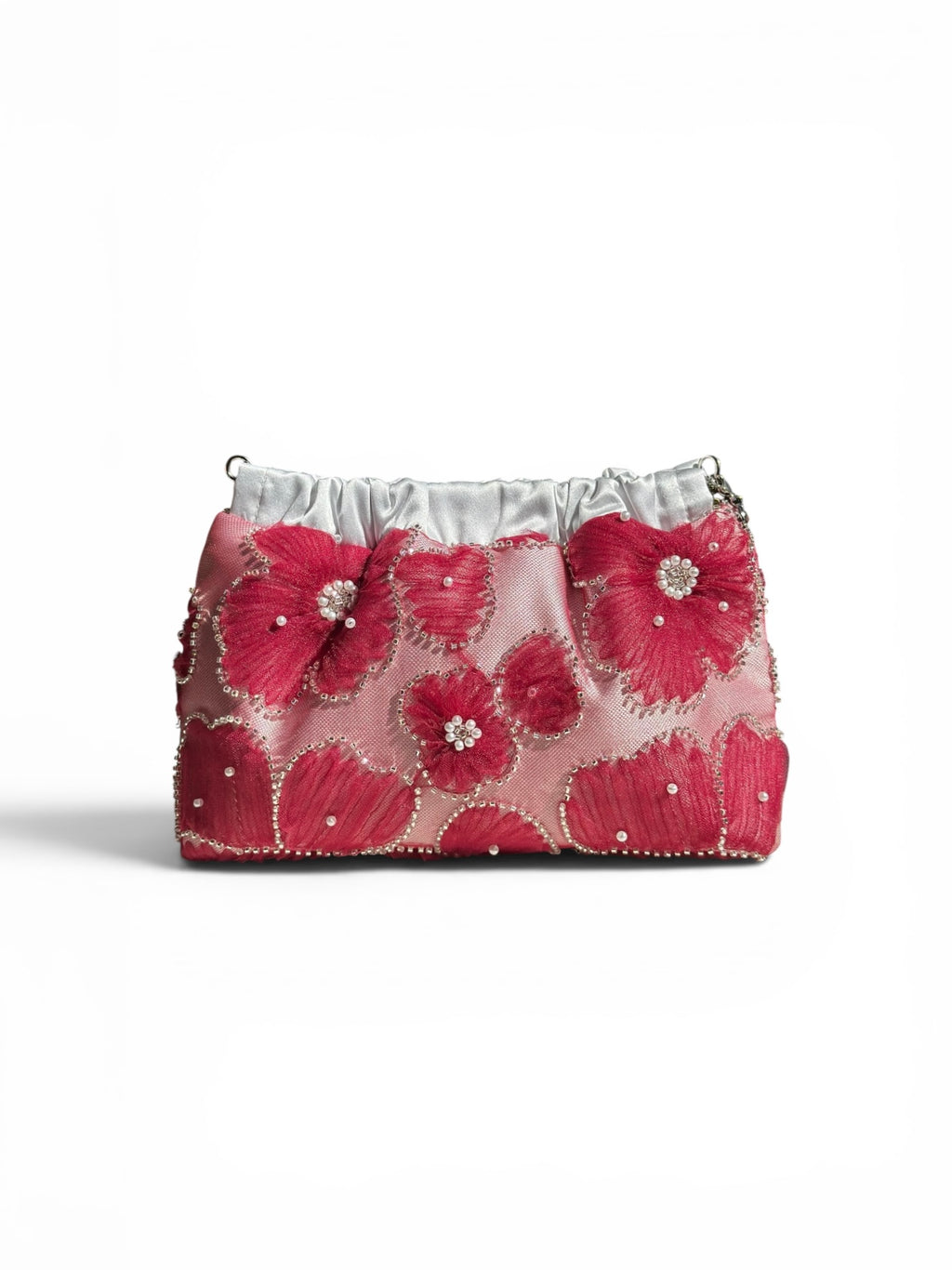 Megan media tulle rosso con fiori