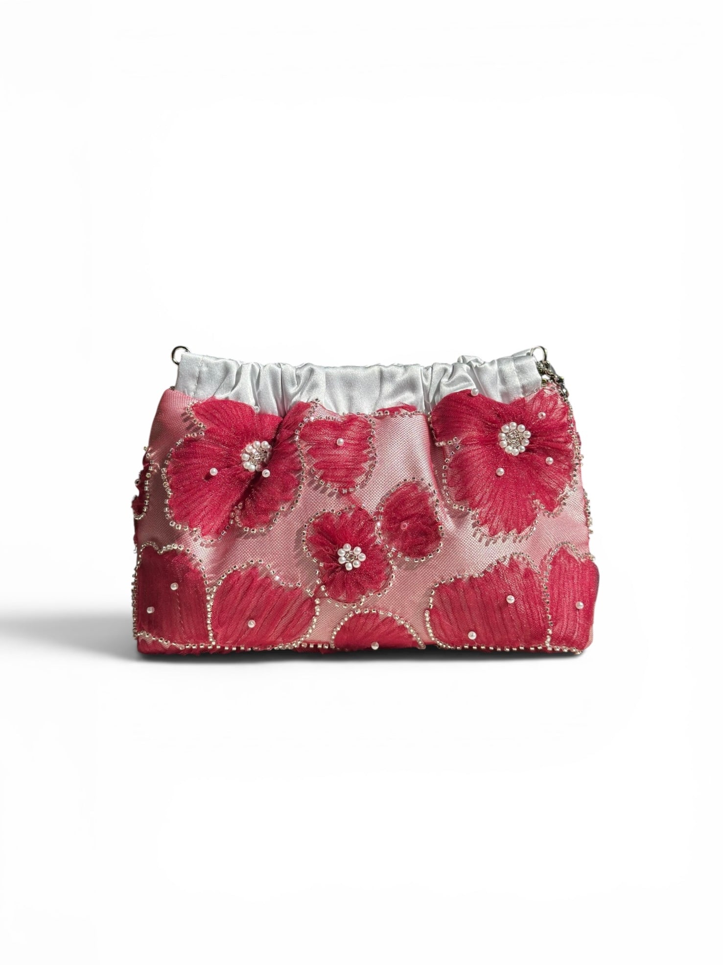 Megan media tulle rosso con fiori